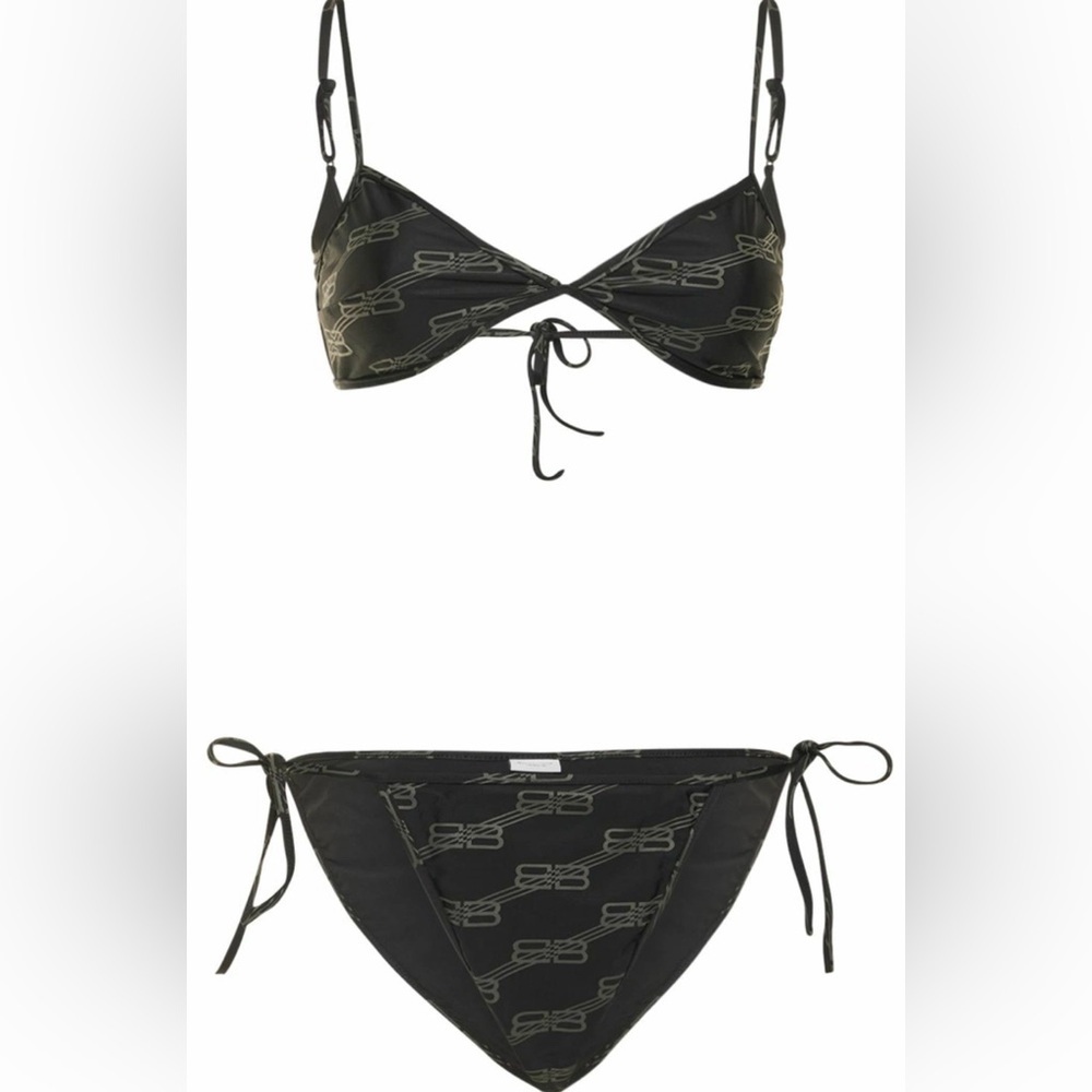 BALENCIAGA Logo Printed Stretch Tech Bikini NWT